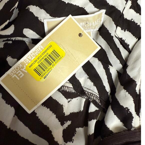 NWT Michael Kohrs 100% Silk Zebra print criss cross Top - Picture 2 of 6
